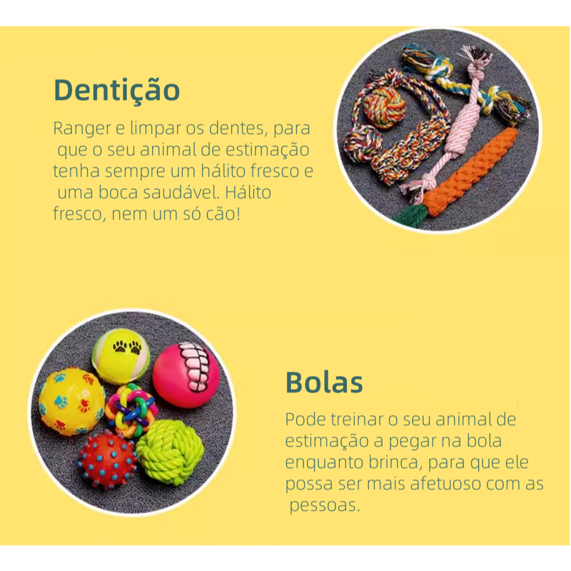 Kit 10 Brinquedos Mordedor Cachorro Filhote Anti Estress Pet Ranger os dentes Limpeza da boca