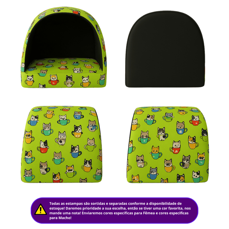 Cama para Cachorro Gato Casinha Toca Iglu para Cães e Gatos Estampas Variadas com Almofada