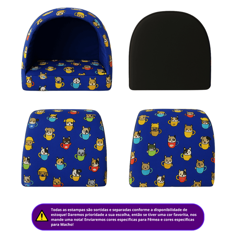 Cama para Cachorro Gato Casinha Toca Iglu para Cães e Gatos Estampas Variadas com Almofada