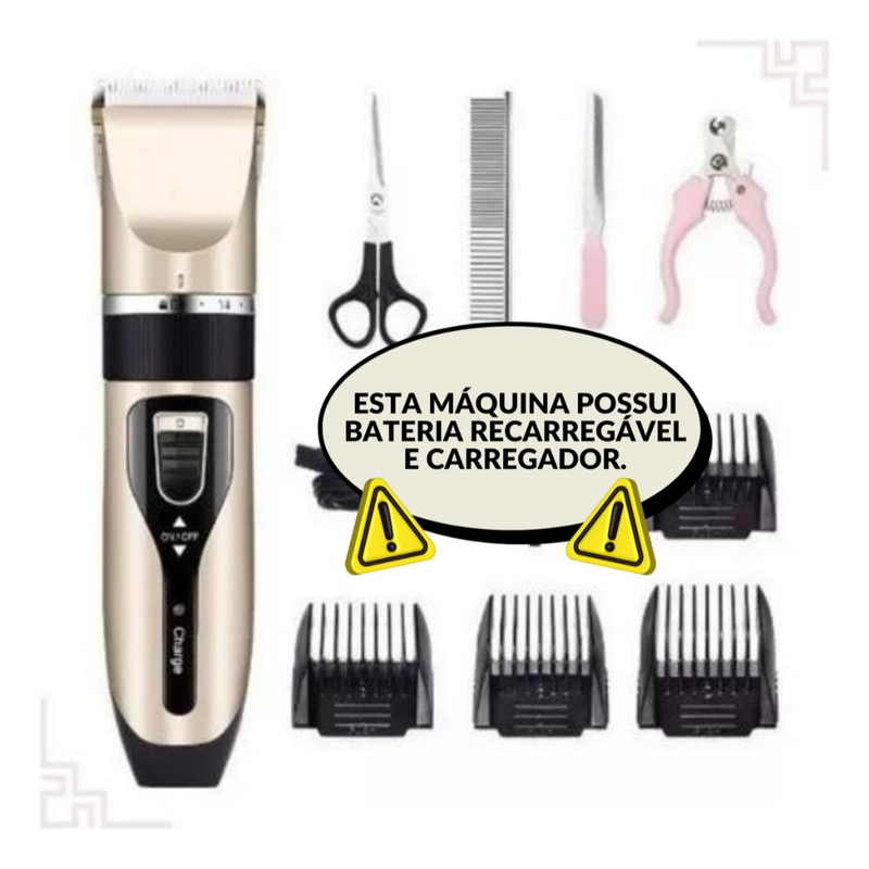 Kit Maquina Tosador + Acabamento Pet Cachorros Caes E Gatos