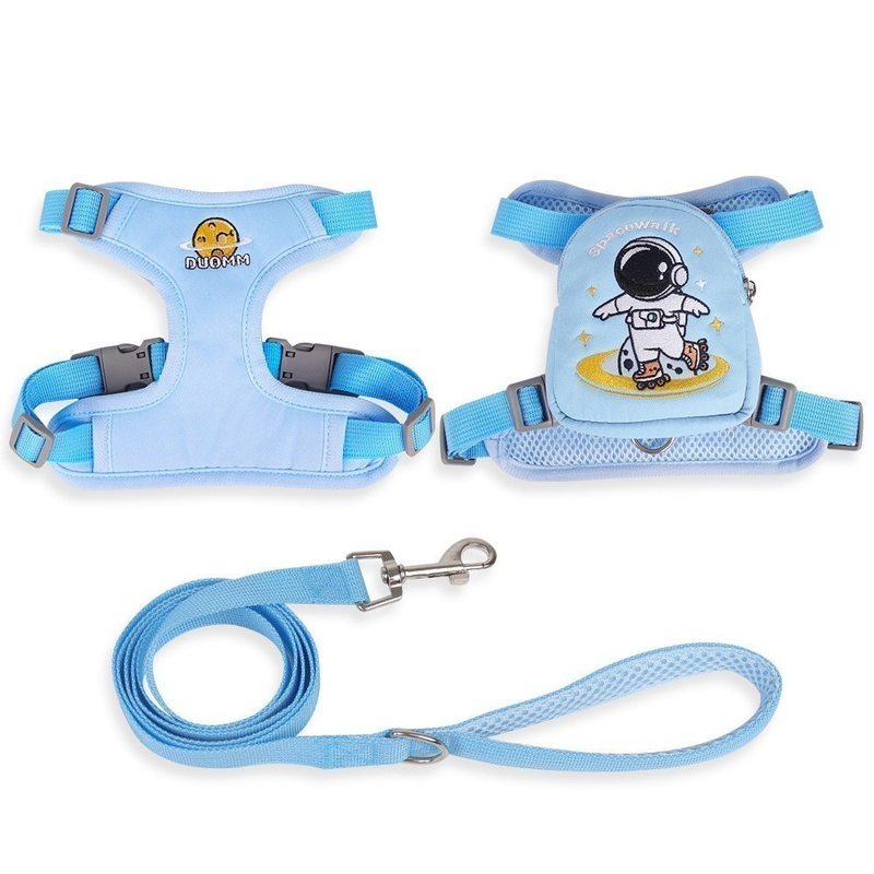 Peitoral Coleira Com Guia e Bolsa Removível Para Cachorro Pet Cães Gatos Pequeno Médio De Viagem