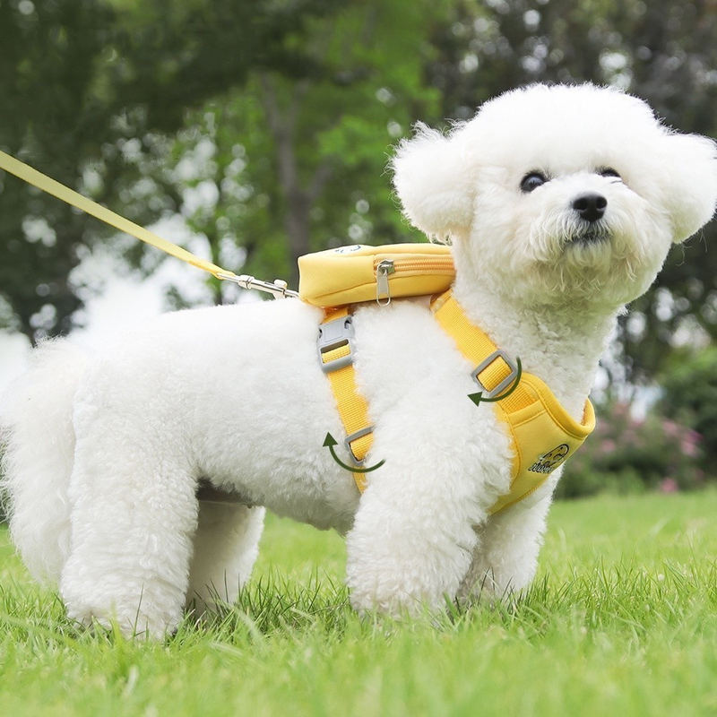 Peitoral Coleira Com Guia e Bolsa Removível Para Cachorro Pet Cães Gatos Pequeno Médio De Viagem
