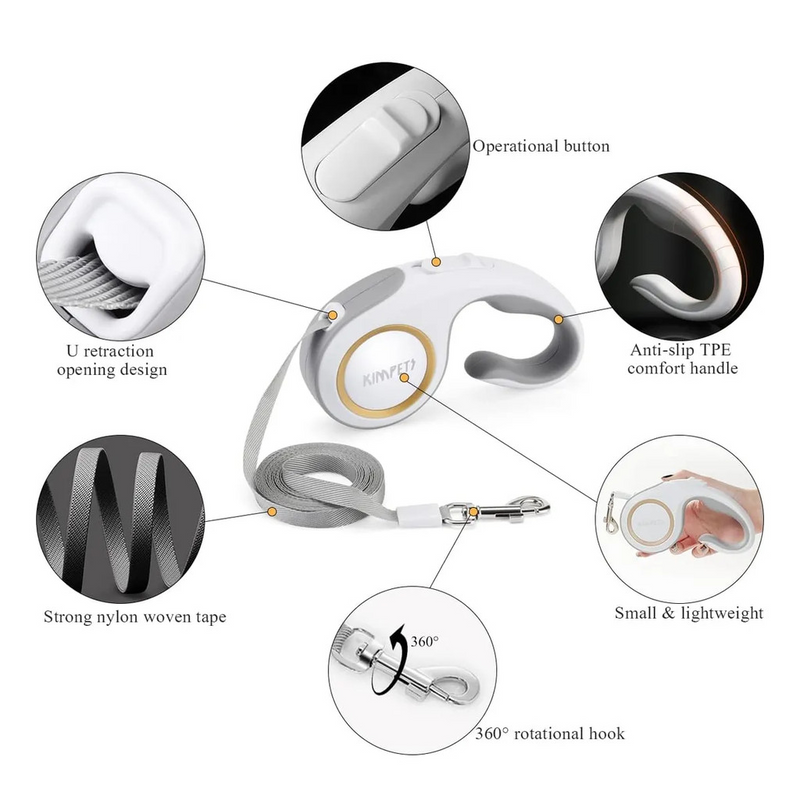 Coleira Pet Guia Retrátil Cachorro Gato 5 Metros C/ Trava Br