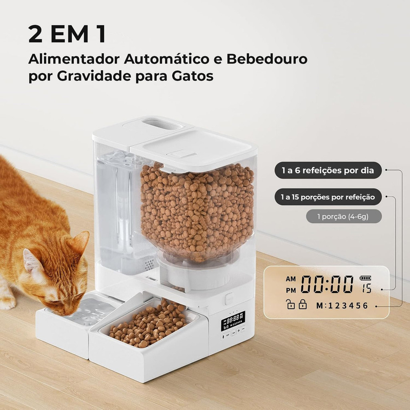 Newpet Bebedouro com Comedouro Alimentador Automático Pet Cães Gato- Bivolt