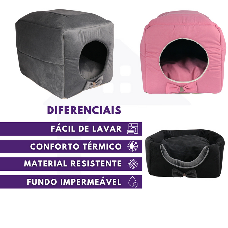 Caminha Pet Toca Iglu 3 EM 1 Cama Para Cães e Gatos Com Almofada
