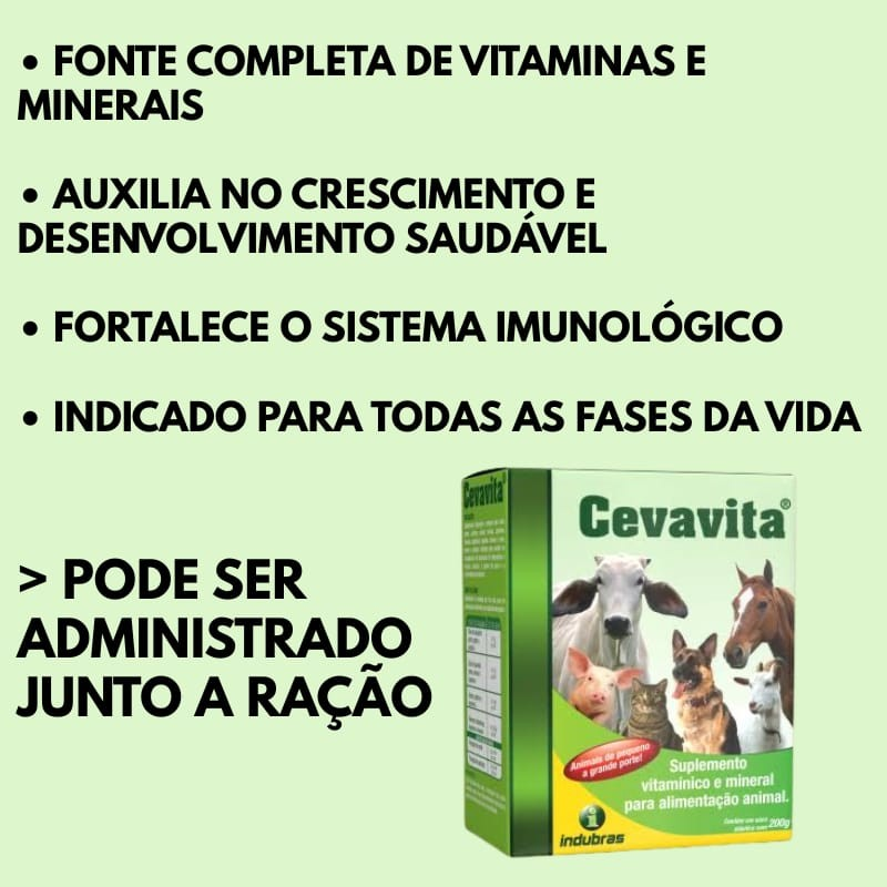 3 Suplemento Vitamínico Mineral Para Animais Cevavita 200g